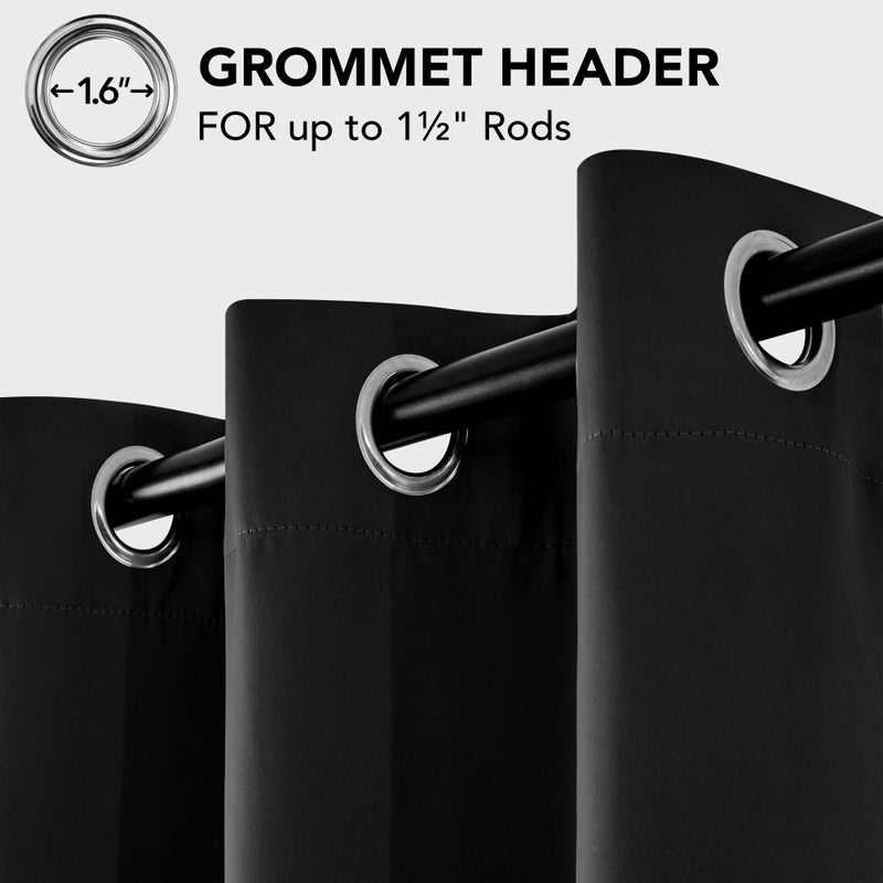 Deconovo Blackout Curtains for Bedroom, Thermal Insulated Room Darkening Grommet Window Drapes, Black, 42W x 72L Inch, Pack of 2 for Living Room & Nursery Privacy Panels - Image 3